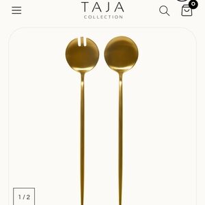 Taja Collection Salad Server Gold Serving Utensils